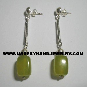 Handmade .950 Pure Silver Earrings with Serpentine