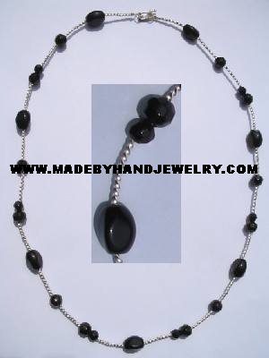 .950 Silver Necklace with Black colored Murano *EMAIL SIZE FOR AVAILABILITY AND PRICE*
