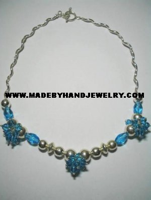 .950 Silver Necklace with Turqoise colored Murano *EMAIL SIZE FOR AVAILABILITY AND PRICE*