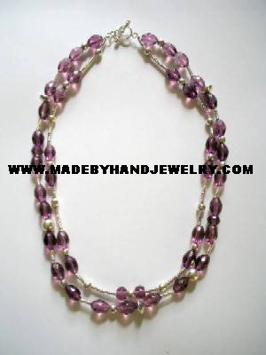 Handmade .950 Silver Necklace with Lavander Colored Murano