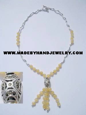 .950 Silver Necklace with Yellow Agate *EMAIL SIZE FOR AVAILABILITY AND PRICE*