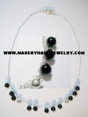 .950 Silver Necklace with Black Onyx *EMAIL SIZE FOR AVAILABILITY AND PRICE*