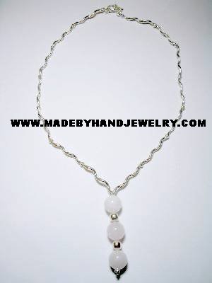 .950 Silver Necklace with Pink Quartz *EMAIL SIZE FOR AVAILABILITY AND PRICE*