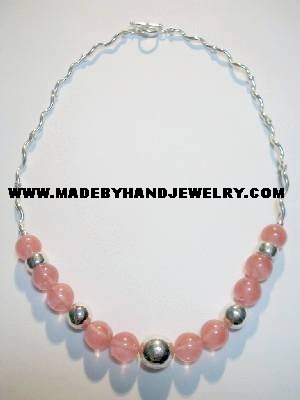 .950 Silver Necklace with Rodocrosite *EMAIL SIZE FOR AVAILABILITY AND PRICE*