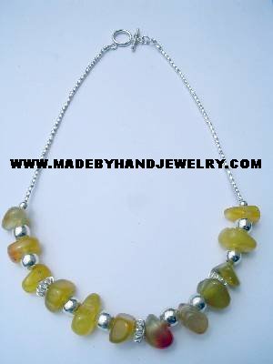 .950 Silver Necklace with Yellow Agate *EMAIL SIZE FOR AVAILABILITY AND PRICE*
