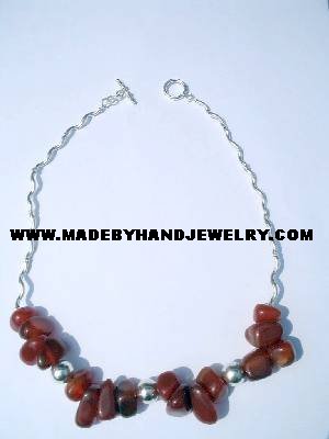 .950 Silver Necklace with Brown Agate *EMAIL SIZE FOR AVAILABILITY AND PRICE*