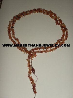 Handmade .950 pure silver necklace with brown agate