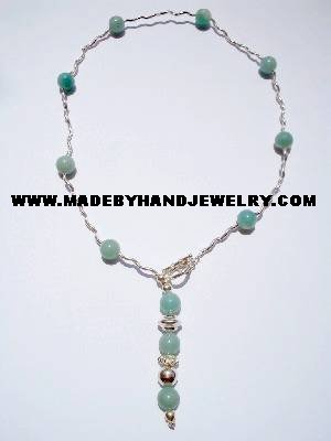 Handmade .950 Silver Necklace with Light Blue Agate