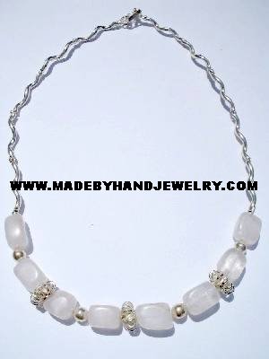 Handmade .950 Silver Necklace with Pink Quartz