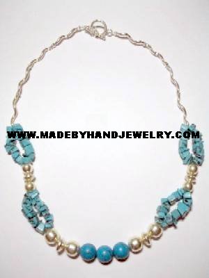 Handmade .950 Silver Necklace with REAL Turqoise Stones