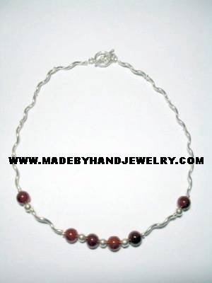Handmade .950 Silver Necklace with REAL Brown Agate