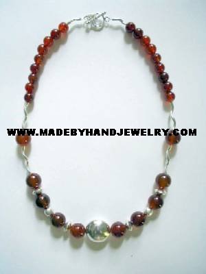 Handmade .950 Silver Necklace with REAL Brown Agate