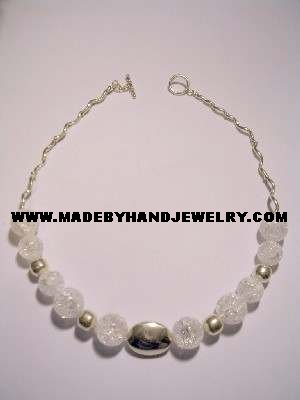 Handmade .950 Silver Necklace with Pink Quartz Crystal