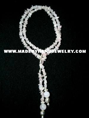 Handmade .950 Silver Necklace with REAL Pink Quartz