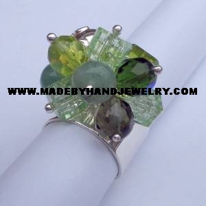 .950 Silver Ring w/ colored Murano, Jade, and Adventurine *EMAIL SIZE FOR AVAILABILITY AND PRICE*