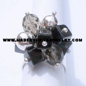 .950 Silver Ring with Black Murano *EMAIL SIZE FOR AVAILABILITY AND PRICE*
