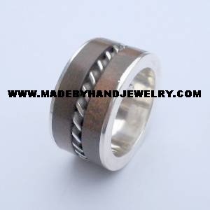 .950 Silver Ring with Wood *EMAIL SIZE FOR AVAILABILITY AND PRICE*