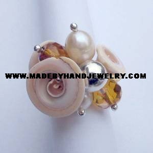 .950 Silver Ring with Murano and Pearls *EMAIL SIZE FOR AVAILABILITY AND PRICE*