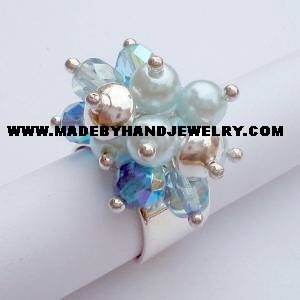 .950 Silver Ring with Murano and Pearls *EMAIL SIZE FOR AVAILABILITY AND PRICE*