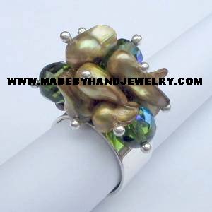 .950 Silver Ring with Murano and Nacar *EMAIL SIZE FOR AVAILABILITY AND PRICE*
