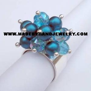 .950 Silver Ring with Murano and Japanese Pearls *EMAIL SIZE FOR AVAILABILITY AND PRICE*