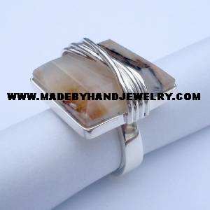 .950 Silver Ring with Square Andean Opal *EMAIL SIZE FOR AVAILABILITY AND PRICE*
