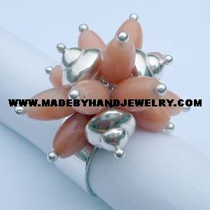.950 Silver Ring with Melon colored Quartz *EMAIL SIZE FOR AVAILABILITY AND PRICE*