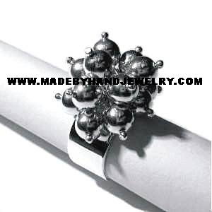 Ring cluster with Nº6 spheres in .950 Silver