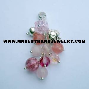 .950 Silver Pendant with Murano and Rodocrosite