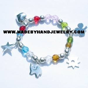 .950 Silver Bracelet with Various colored Murano and Charms *EMAIL SIZE FOR AVAILABILITY AND PRICE*