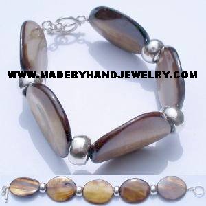 .950 Silver Bracelet with Large Oval Nacar *EMAIL SIZE FOR AVAILABILITY AND PRICE*