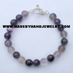 .950 Silver Bracelet with Amethyst and Flourite *EMAIL SIZE FOR AVAILABILITY AND PRICE*