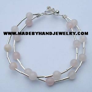 .950 Silver Bracelet with Pink Quartz *EMAIL SIZE FOR AVAILABILITY AND PRICE*