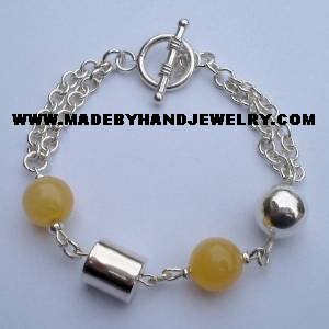 .950 Silver Bracelet with Yellow Agate *EMAIL SIZE FOR AVAILABILITY AND PRICE*