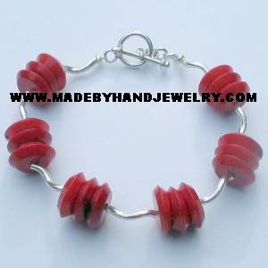 .950 Silver Bracelet with Red Coral *EMAIL SIZE FOR AVAILABILITY AND PRICE*