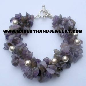 .950 Silver Bracelet with Amethyst *EMAIL SIZE FOR AVAILABILITY AND PRICE*