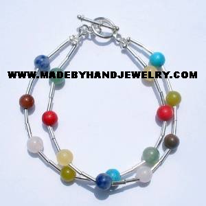 .950 Silver Bracelet with Various Colored Stones *EMAIL SIZE FOR AVAILABILITY AND PRICE*