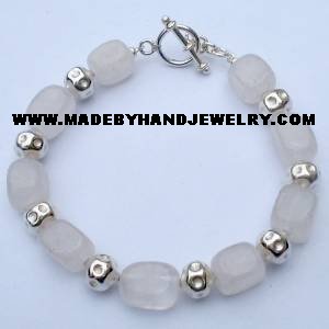 .950 Silver Bracelet with Pink Quartz *EMAIL SIZE FOR AVAILABILITY AND PRICE*