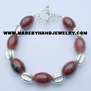 .950 Silver Bracelet with Brown Agate *EMAIL SIZE FOR AVAILABILITY AND PRICE*