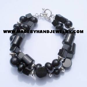 .950 Silver Bracelet with Black Onyx and Murano *EMAIL SIZE FOR AVAILABILITY AND PRICE*