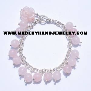 .950 Silver Bracelet with Pink Quartz *EMAIL SIZE FOR AVAILABILITY AND PRICE*