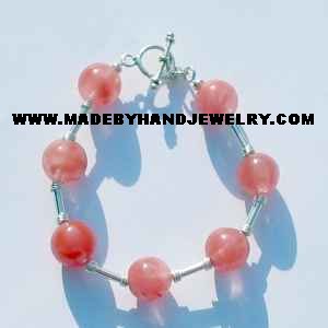 .950 Silver Bracelet with Rodocrosite *EMAIL SIZE FOR AVAILABILITY AND PRICE*