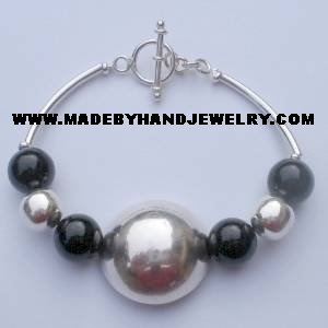 .950 Silver Bracelet with Black Onyx *EMAIL SIZE FOR AVAILABILITY AND PRICE*