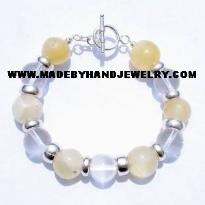 .950 Silver Bracelet with Opal and Quartz Crystal *EMAIL SIZE FOR AVAILABILITY AND PRICE*