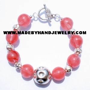 .950 Silver Bracelet with Rodocrosite *EMAIL SIZE FOR AVAILABILITY AND PRICE*