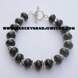 .950 Silver Bracelet with Black Onyx *EMAIL SIZE FOR AVAILABILITY AND PRICE*