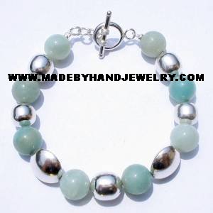 .950 Silver Bracelet with Light Blue Agate *EMAIL SIZE FOR AVAILABILITY AND PRICE*