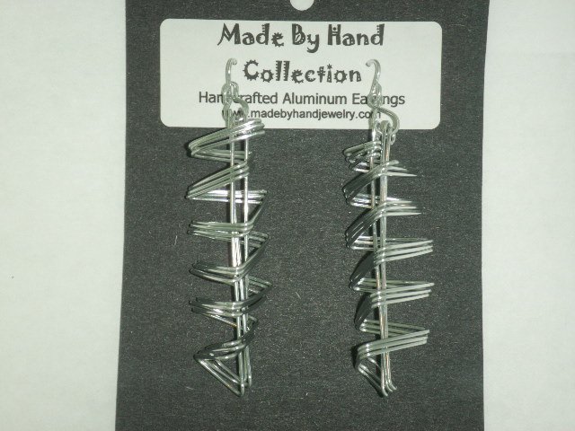 Long Metallic Silver Aluminum Earrings -FREE SHIPPING-