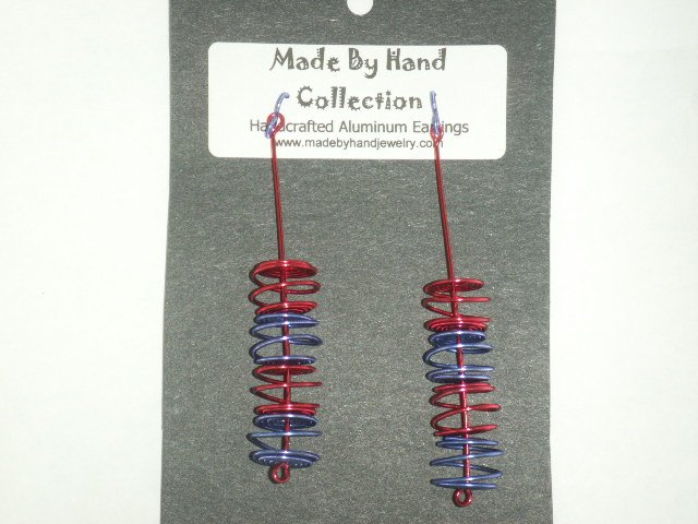 Long Wild Red/Skittle Purple Aluminum Earrings -FREE SHIPPING-