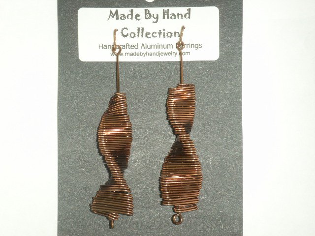 Twisting Chocolate Brown Aluminum Earrings -FREE SHIPPING-